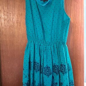 Tenki Teal Polka Dot Sleeveless Dress